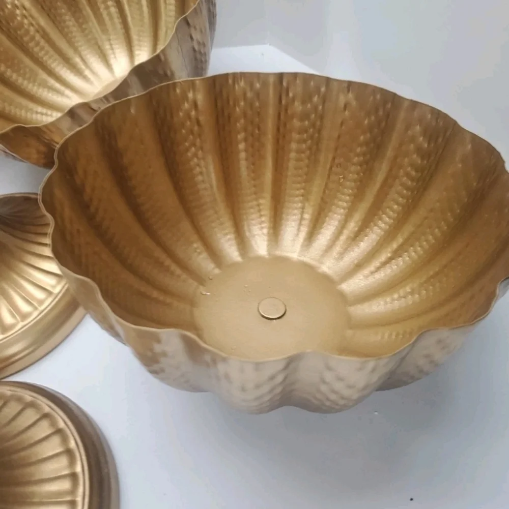 Brass Pedestal Bowl Planter - Set of 4